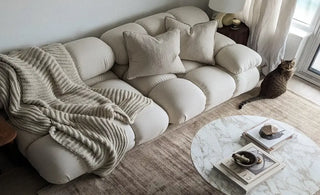 marshbello in a living room, with two pillows