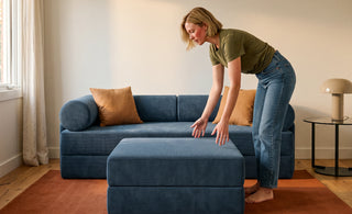 Modular S8+ sofa pieces rearranged in a living room