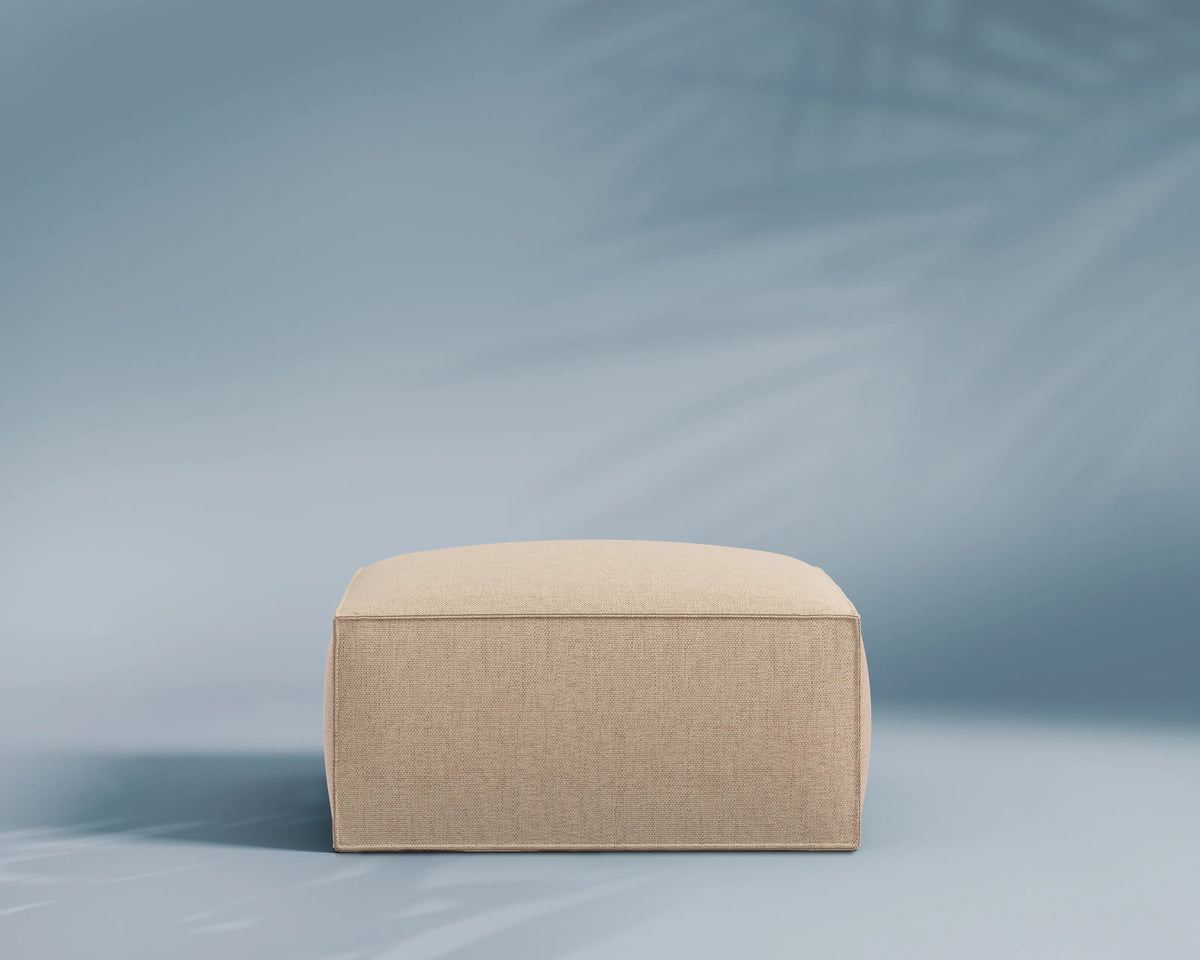 M1 Outdoor Ottoman Sofa Seat in Celestial Stone, front view.