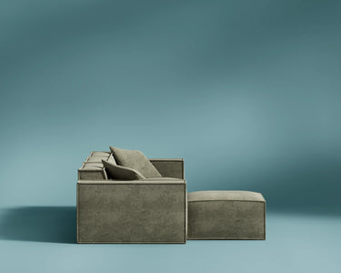 M1 Sofa Sectional in Krypton Green, side view showing the side profile.
