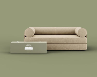 S8 Sleeper Sofa Bed in Lunar Dune, front view.