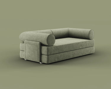 S8 Sleeper Sofa Bed in Terraform Green, side view.