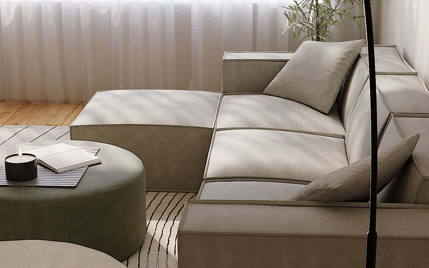 The M1 modular sectional sofa arranged in a contemporary living room setting
