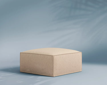 M1 Outdoor Ottoman Sofa Seat in Celestial Stone, three-quarter view.