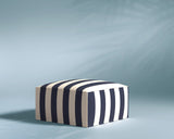 M1 Outdoor Ottoman Sofa Seat in Celestial Azure, three-quarter view.