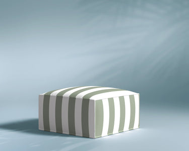 M1 Outdoor Ottoman Sofa Seat in Orbit Groove, three-quarter view.