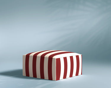 M1 Outdoor Ottoman Sofa Seat in Cosmic Aperol, three-quarter view.