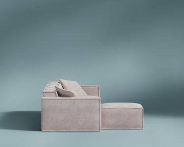 M1 Sofa Sectional in Beryllium Blush, side view showing the side profile. 