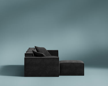 M1 Sofa Sectional in Carbon Black, side view showing the side profile. 