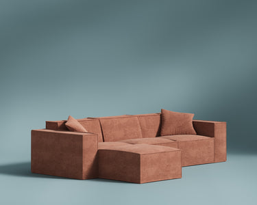 M1 Sofa Sectional in Copper Tan, three-quarter view. 