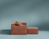 M1 Sofa Sectional in Copper Tan, side view showing the side profile. 