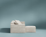 M1 Sofa Sectional in Helium Cloud, side view showing the side profile.
