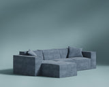 M1 Sofa Sectional in Hydrogen Blue, three-quarter view. 