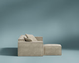 M1 Sofa Sectional in Silicon Sand, side view showing the side profile.