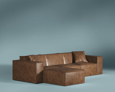 M1 Sofa Sectional in Smoked Umber, three-quarter view.