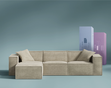 M1 Sofa Sectional in Silicon Sand, front view.