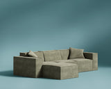 M1 Sofa Sectional in Krypton Green, three-quarter view. 