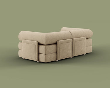 S8 Sleeper Sofa Bed in Lunar Dune, rear view.