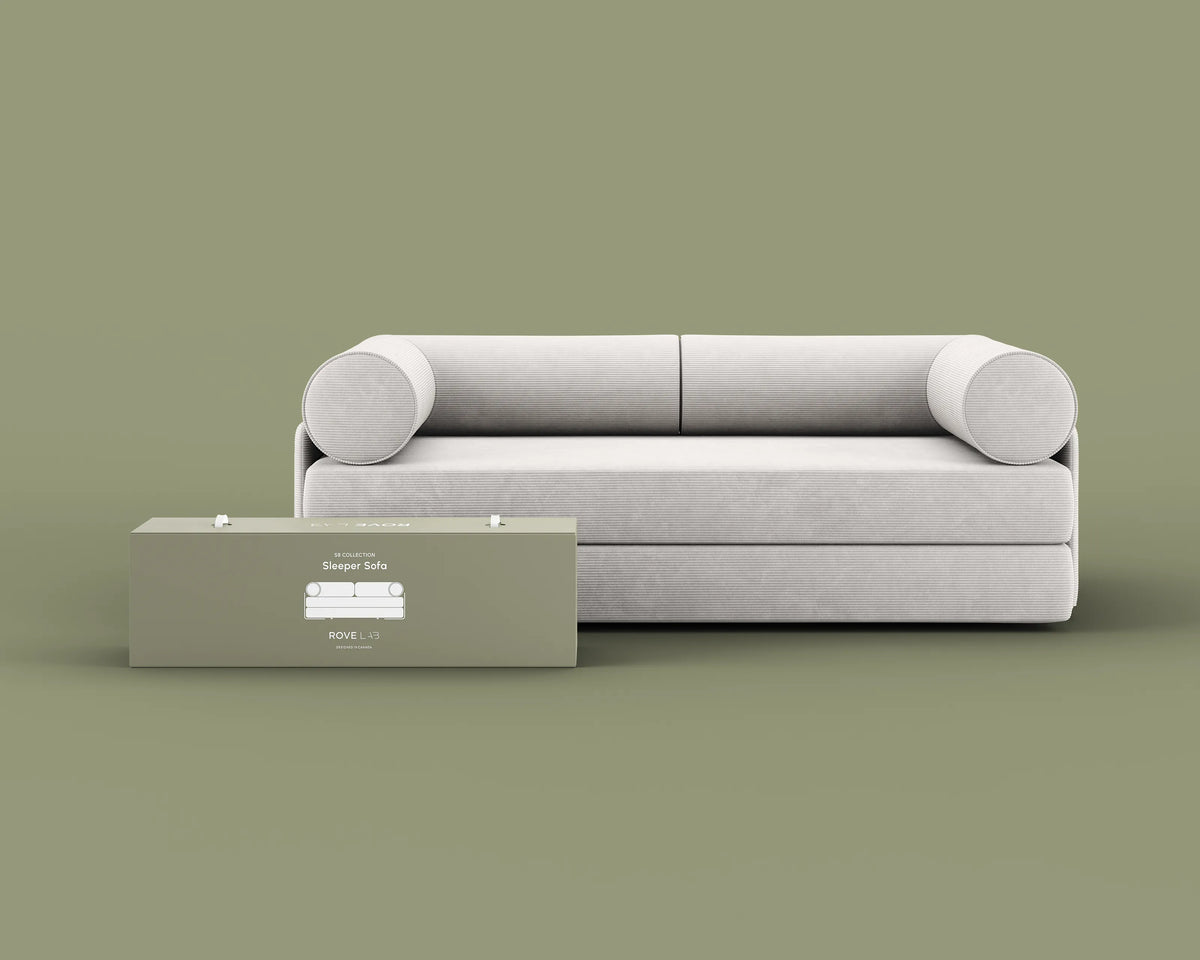 S8 Sleeper Sofa Bed in Comet Ivory, front view.