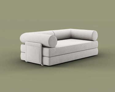 S8 Sleeper Sofa Bed in Comet Ivory, side view.