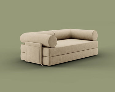 S8 Sleeper Sofa Bed in Lunar Dune, side view.