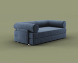 S8 Sleeper Sofa Bed in Nebula Blue, side view.
