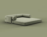 S8 Sleeper Sofa Bed, in Terraform Green color, fully opened in bed mode.